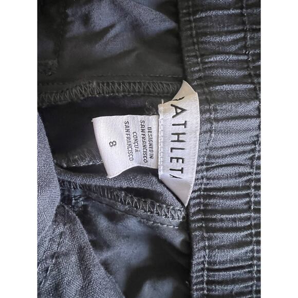 Athleta Blue Linen Button Pocket Ankle Pants Size 8 - Picture 3 of 4